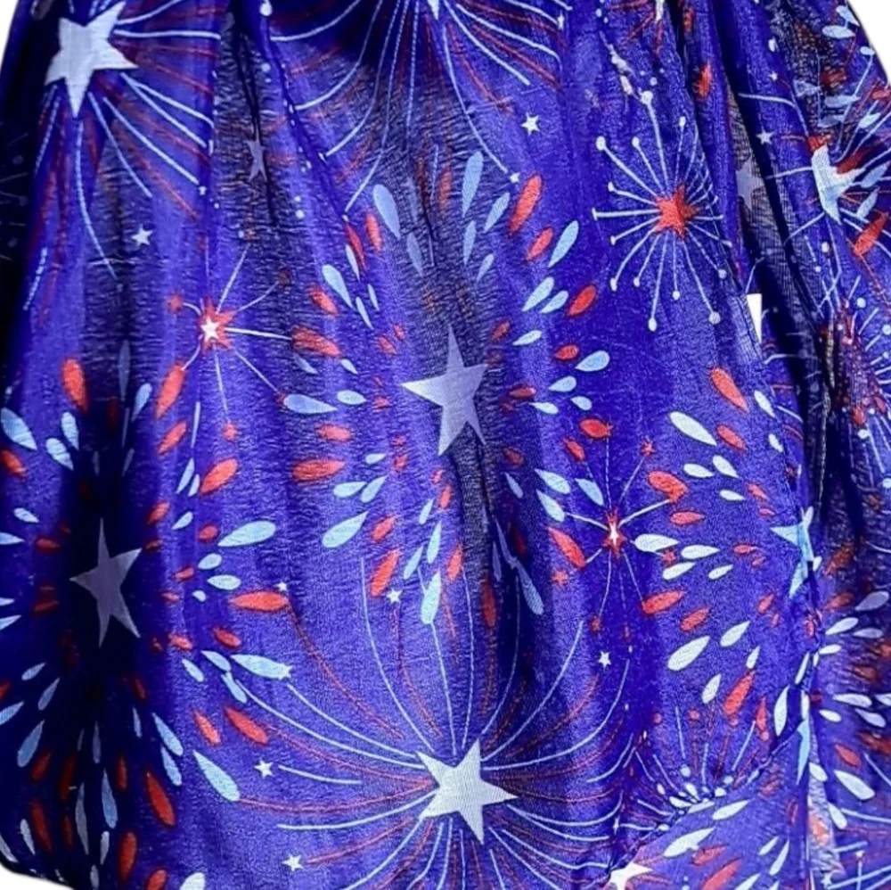 Vibrant Fireworks Patterned Polyester Semitransparent Scarf. 64